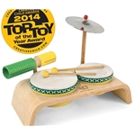Green Tones Percussion kit - 4 piece with one piece curved base - 2 drums, wood block and guiro scraper, and cymbal 3750