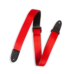 Levy's 1.5" kids red guitar strap with black leather ends. MPJR-RED