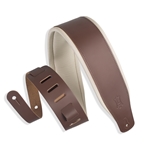 Levy's 3" guitar strap with foam padding - brown and cream leather M26PD-BRN_CRM