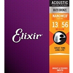 Elixir 80/20 Bronze Acoustic Guitar Strings w NANOWEB Coating, Medium (.013-.056) 11102