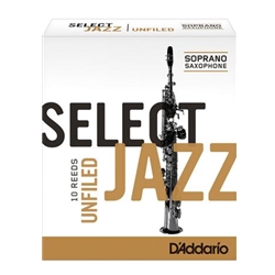 D'Addario Select Jazz Soprano Sax Reeds 3 Hard Unfiled, 10-pack RRS10SSX3H