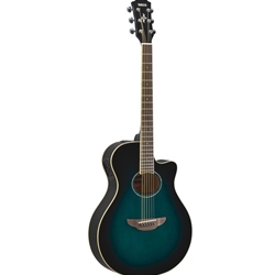 Yamaha APX Series Thinline Guitar Body, Spruce Top, Nato Back & Sides System65 Piezo and preamp, Oriental Blue Burst Finish APX600-OBB