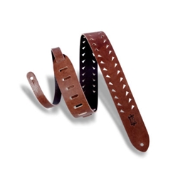 Levy's Classics Series Tiger Tooth Punch-Out Premier Guitar Strap Brown M12TTV-BRN