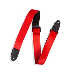 Levy's 1.5" kids red guitar strap with black leather ends. MPJR-RED