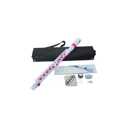 Nuvo jFlute, includes two lip plates, cleaning swab, and case - White and Pink N220JFPK