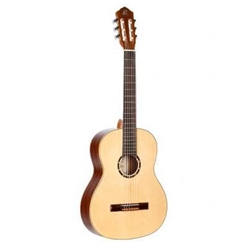Ortega 4/4 Size Classical Guitar Spruce Top Gloss Finish Includes Bag R121G
